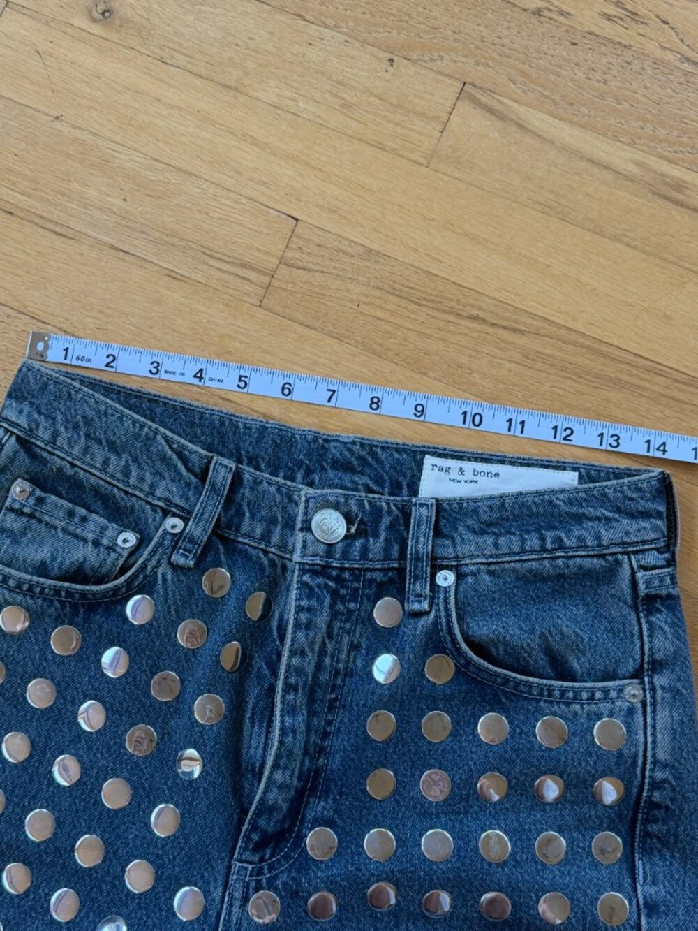Rag & Bone Shea Studded High Rise Straight Jeans Size 25 - Picture 12 of 12